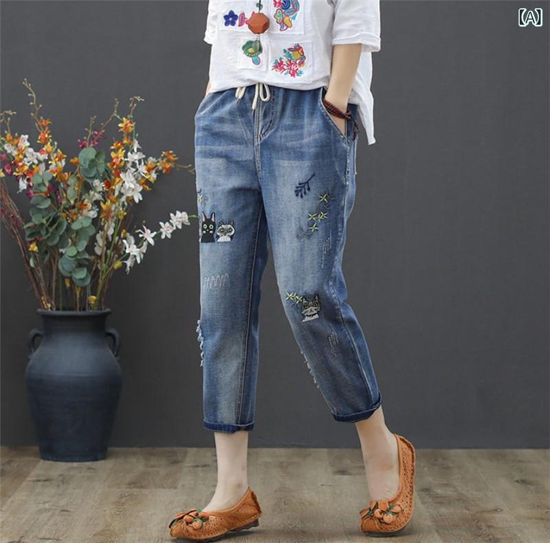 ワイドパンツ レディース デニムパンツ ハイウエストゆったりアンクル丈九分丈ウエストゴムドロスト紐付きジーパンジーンズ細見え脚長効果楽ちん調整可能ストレッチ カジュアル シンプル ナチュラル ベーシック 定番 スタンダード