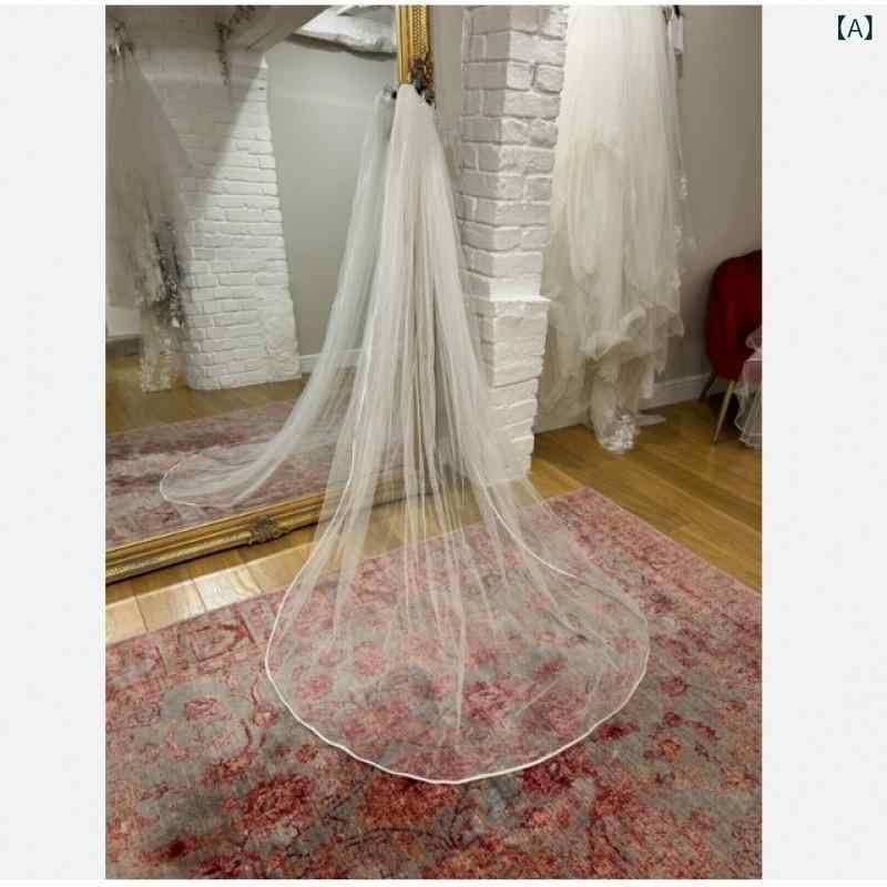 ウェディングベール レディース ロング丈 1段 コーム付き シンプル 無地 結婚式 挙式 披露宴 撮影用 フォトウェディング 前撮り ブライダル 花嫁 ヘッドドレス 清楚 上品 定番 ベーシック スタンダード ナチュラル カジュアル