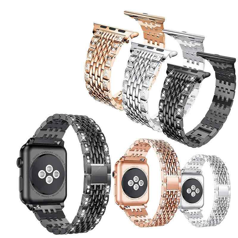 スマートウォッチ用替えベルト レディース 金属製ラインストーンブレスレット 七連二列 華やかキラキラ上品大人 おしゃれかわいい結婚式パーティーフォーマル シンプルベーシック定番スタンダードカジュアルナチュラル