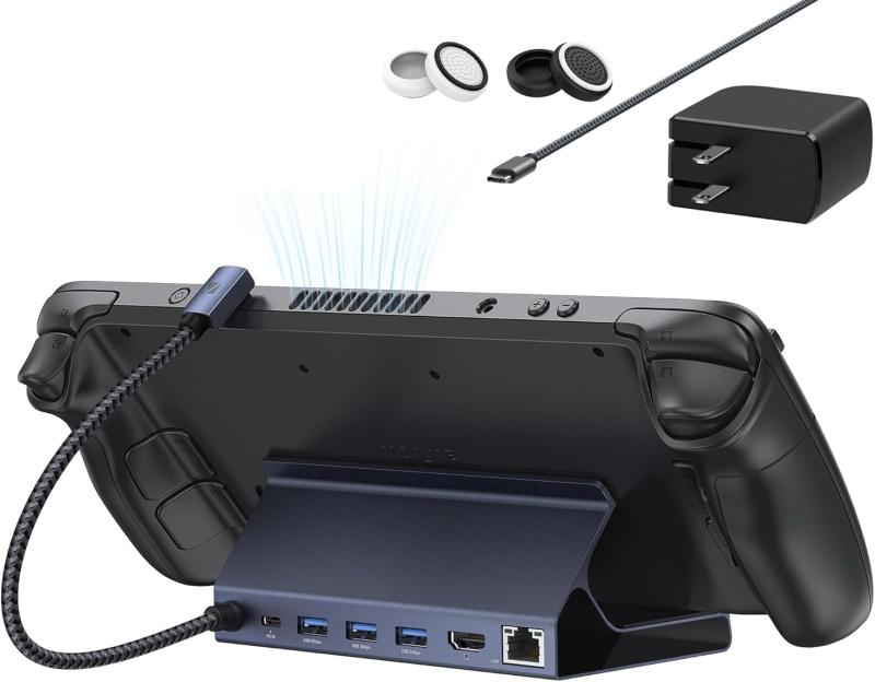 iVANKY ROG Ally Dock、Steam DeckおよびROG Alloy向けの6-in-1ハブドッキングステーション。HDMI 2.0 4K@60Hz、ギガビットイーサネット、USB-A 3.0ポート3つ、および100W充電USB-Cポート