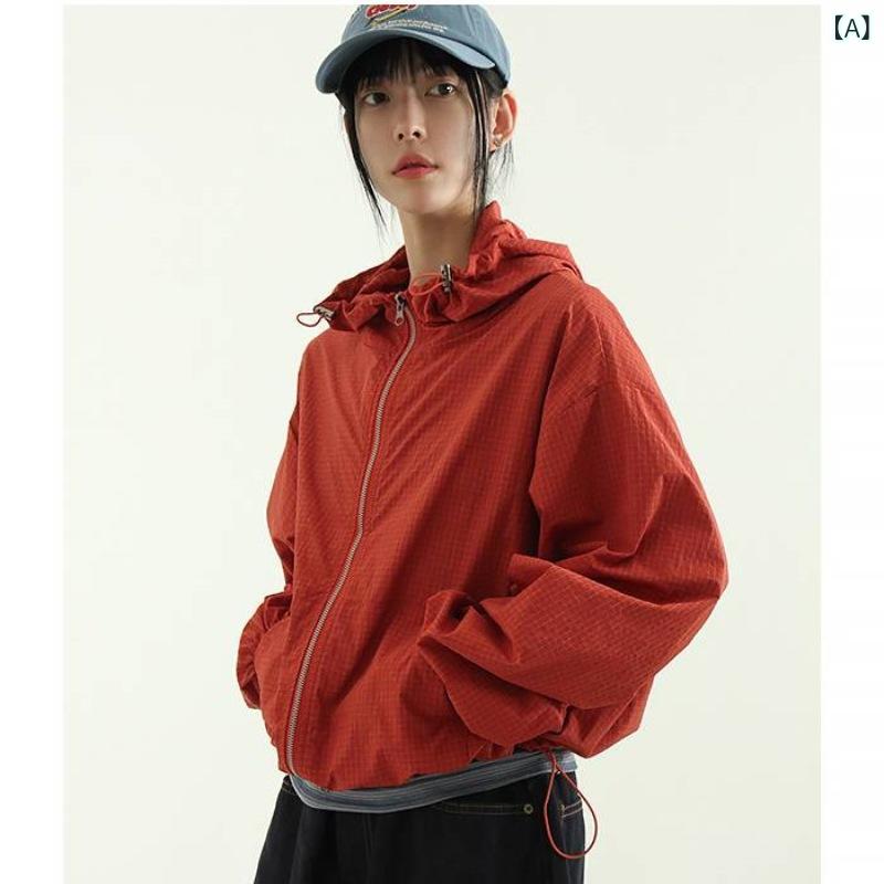 UVカットパーカー レディース 長袖 薄手 チェック柄 フード付き 紫外線対策 軽量 アウトドア カジュアル 冷房対策 ショート丈 指穴付き 遮熱機能 通気性素材 涼感加工 吸汗速乾 羽織り 春夏用 持ち運び便利 高遮蔽率 ジップアップ トップス ウォッ
