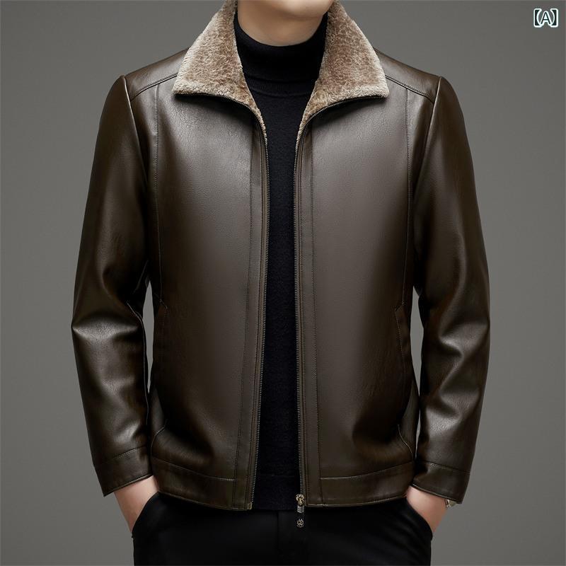 レザージャケット メンズ 大きいサイズ 裏ボア ライダースジャケット 厚手 秋冬 フェイクレザー ブルゾン アウター 暖かい 上着 紳士服 カジュアル 無地 ショート丈 男物 シンプル 冬物 重厚感 ワイドサイズ ビッグシルエット ゆったり PUレザー ｜やすらぎマーケット