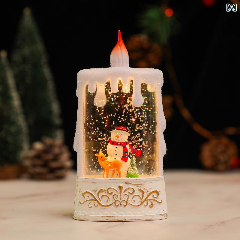 クリスマスオーナメント 卓上ライト LEDランタン キャンドル風 電池式 癒やしの空間 幻想的な光 安全設計 省エネ 間接照明 暖色系 寝室 ベッドサイド 子どもへのギフト パーティー 雰囲気作り デコレーション 玄関 飾り付け イルミネーション 持ち運