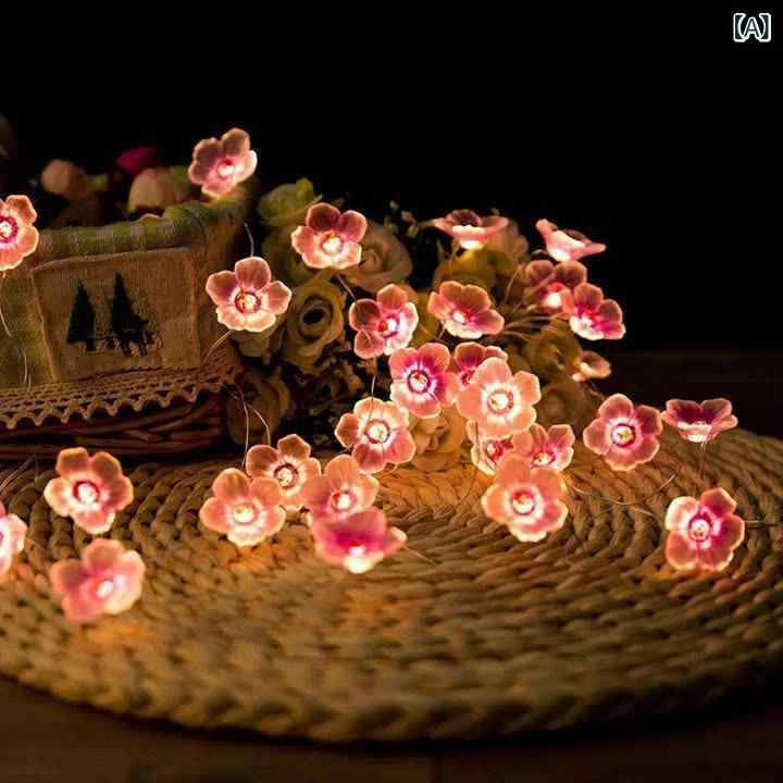 イルミネーションライト 桜 ストリングライト LED 室内 屋外 乾電池式 防水仕様 幻想的な空間 高輝度チップ 間接照明 ガーデンライト 庭装飾 玄関 ベランダ 飾り お花 デコレーション ライトアップ 夜間演出 店舗装飾 パーティー キャンプ リビン