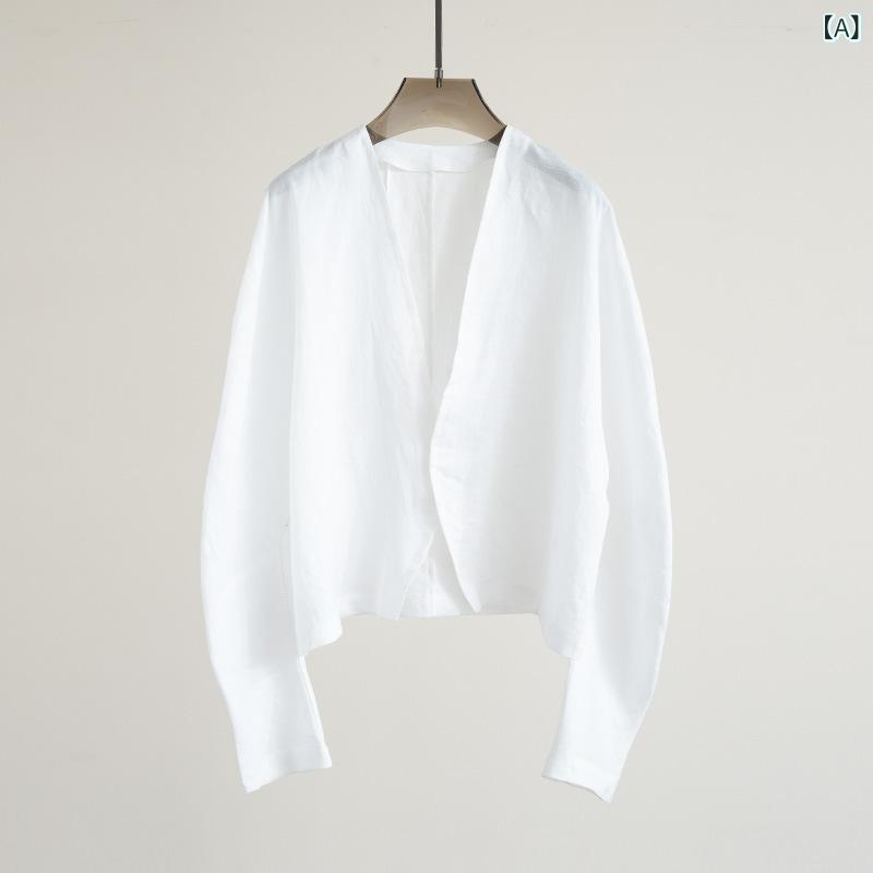 麻ジレー レディース 長袖 カラムシ100% 薄っぺら 体型取りまかなう 原料品 前くい違い 無地 冷房装置打つ手 自然的 ゆったり 羽織り ライトアウター 冷やりとした 蒸れにくい 吸湿 通気性 好いたらしい 心地よい 成年者 コーデ 春夏 秋 好いたらしいめ たわい無い トップス UV
