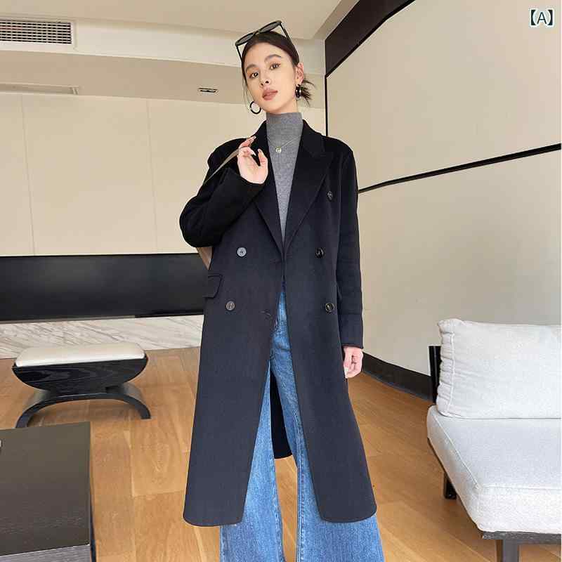 ロング厚地の外套 レディース カシミール 羊毛 ダブル人間の顔 膝下丈 チェスターコート 御前上等 軽さ テーラード アウター 事務室 通い フォーマル 心地よい 冠婚葬祭 お出かけ 防寒 羽織り 無地 ロング丈 大層らしい大きさ ゆったり 体型取りまかなう 30代