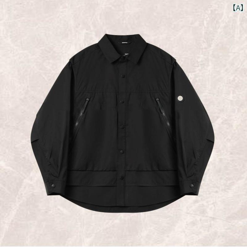 ワークジャケット メンズ 春服 カジュアル ライトアウター セットアップ 襟付き ゆったり 機能性 ブルゾン コーデ不要 着回し力 活用 シンプル 羽織り 重ね着 丈夫 動きやすい 洗える 軽量 通勤 通学 普段使い お出かけ 上着 ライトウェイト 無地｜やすらぎマーケット
