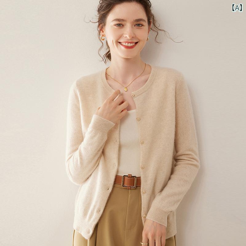 カシミールジレー カシミール100% レディース 丸首 贅沢さな保温性 内モンゴル産 編み物スウェーター 秋冬 羽織り 前食い違い影ぼうし 口さかしい 優しいこと 御前上等原料品 差し上げ物 トップス 長袖 無地 飽きのこない もの堅い感 第一義的 通い お出かけ