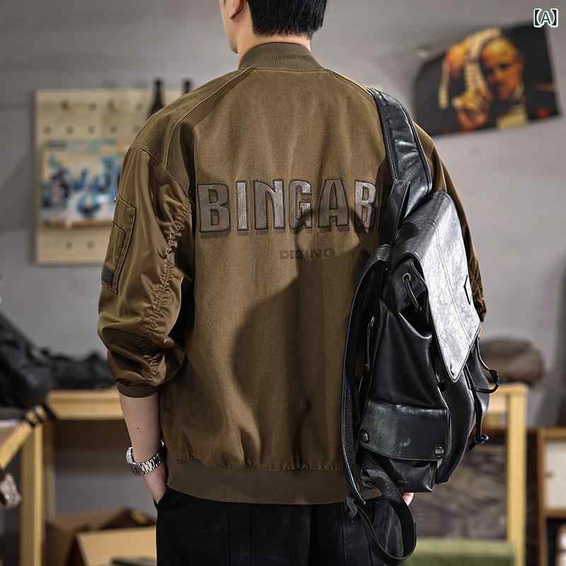 飛行ジャケット メンズ アウター ミリタリー ウォッシュ加工 アメカジ ヴィンテージ感 ジャンパー ブルゾン ワークジャケット リブ袖 フルジップ ストリート系 ライトアウター デイリー 羽織り 防風性 秋物 上着 紳士服 撥水加工 ドロップショル|やすらぎマーケット