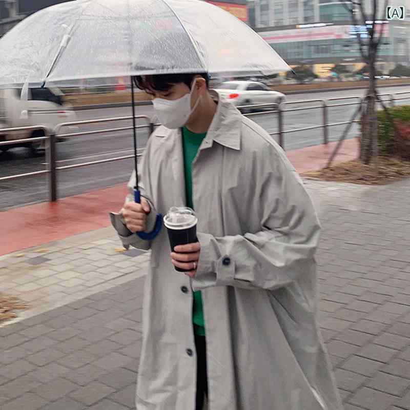 トレンチコート メンズ ロングコート アウター 膝下丈 センターベント 縦長ライン シルエット重視 スタイルアップ スプリングコート オーバーサイズ ロング丈 休日スタイル 動きやすい レイヤード 軽い着心地 無地 着回し 普段使い お出かけ 羽織り 秋|やすらぎマーケット