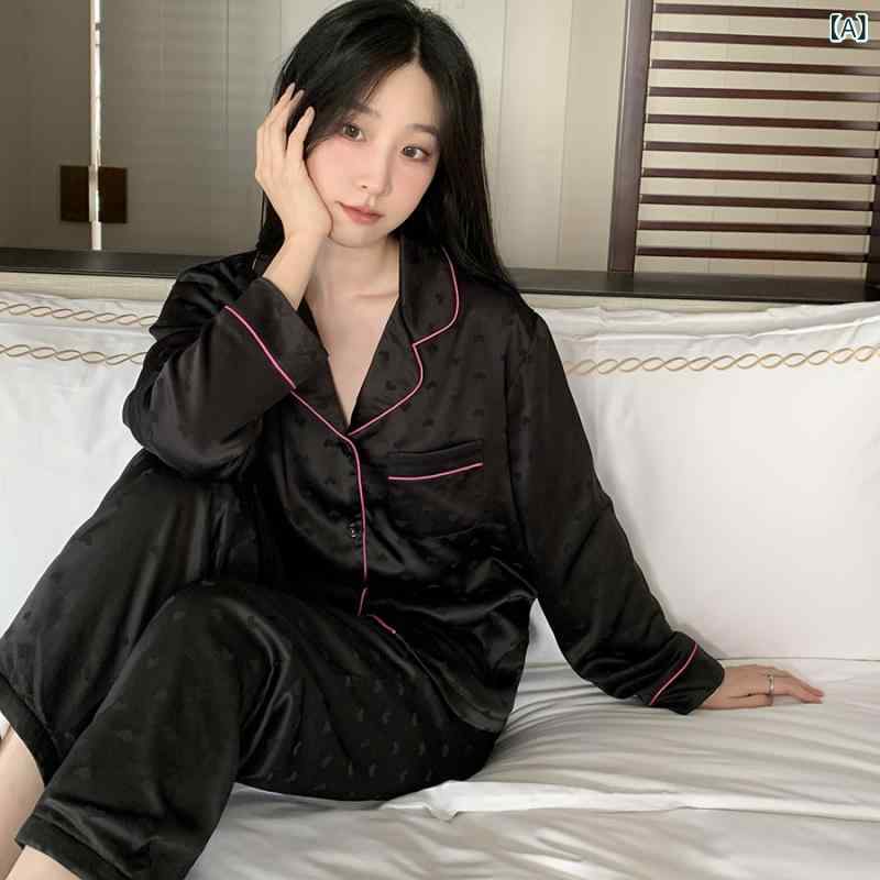 パジャマ レディース 長袖 裏起毛 上下セット 秋冬 厚手 サテン シルク調 ハート柄 前開き 襟付き ウエストゴム ロングパンツ 2点セット 防寒対策 寒さ対策 暖か 洗える ゆったり 睡眠 光沢感 ルームウェア 部屋着 プレゼント