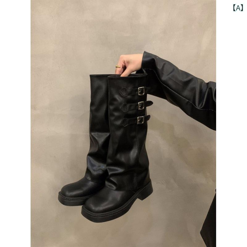 ロングブーツ ウェスタンブーツ レディース 厚底 ヴィンテージ風 美脚効果 歩きやすい ジョッキーブーツ サイドファスナー カジュアルスタイル 太ヒール スタイルアップ 筒周り ゆったり 疲れにくい 履きやすい お出かけ デイリー 普段使い ブラウ