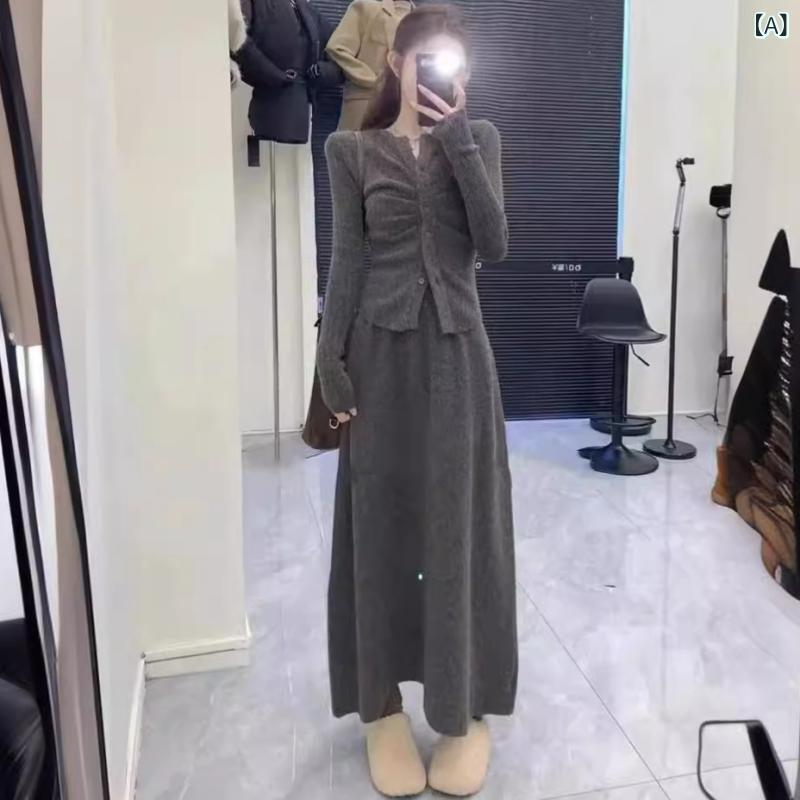 セットアップ レディース ニット 上下セット スカート タイト スタイルアップ 着痩せ 秋服 冬服 お出かけ きれいめ 大人 カジュアル 無地 長袖 ミニスカート ハイウエスト 伸縮性 2点セット シンプル 裏地なし 通気性 普段使い 女子会 デート 参
