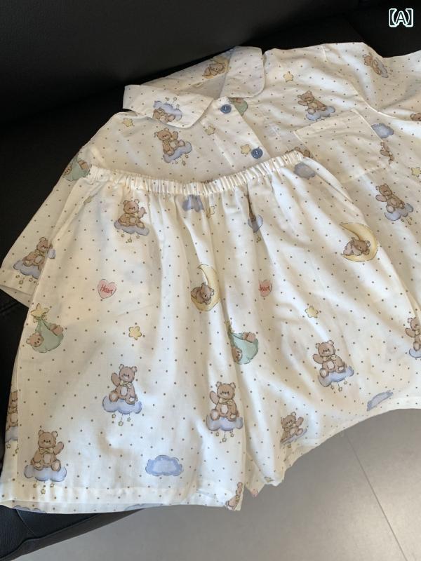 パジャマ レディース 綿100% 二重ガーゼ 半袖 上下書き割り 一点柄 熊 お座敷着 お座敷御召しもの 夏 綿織物 セットアップ 前くい違い 冷やりとした 蒸れにくい 伸び伸びする 御休み 差し上げ物 差し上げ物 差し上げ物 お泊り パステル色の 肌目 たわい無い 洗える 旅する おう