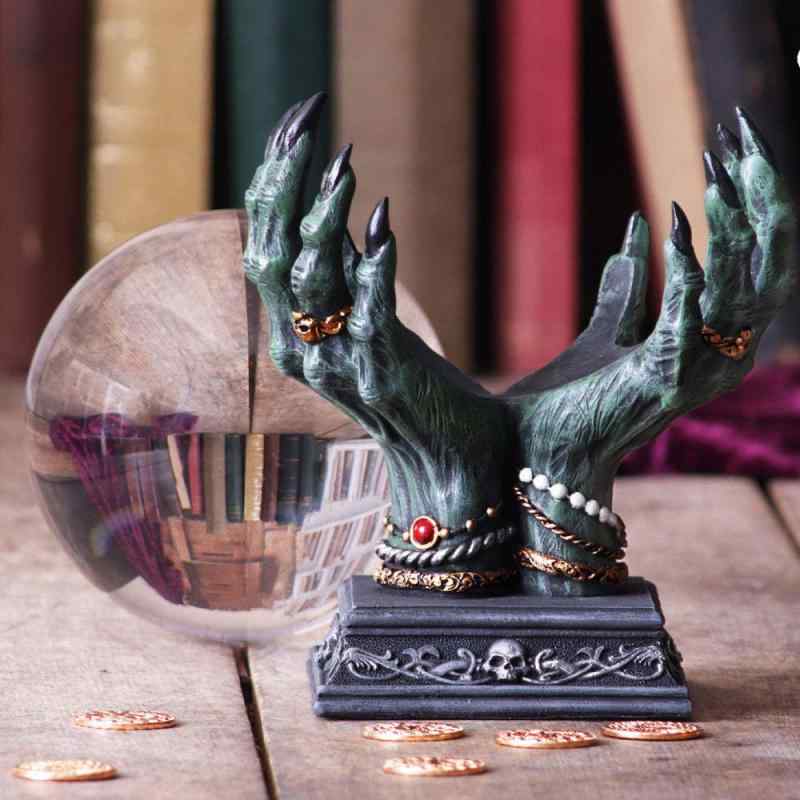 水晶玉スタンド デビルハンド 悪魔の手 オカルト 用品 ゴシック 存在感 雰囲気作り タロット 占い インテリア ハロウィン 樹脂製 卓上 オブジェ ディスプレイ 呪術 儀式 スピリチュアル ダーク ファンタジー 彫像 魔女 雑貨 小物 飾り 魔法使い