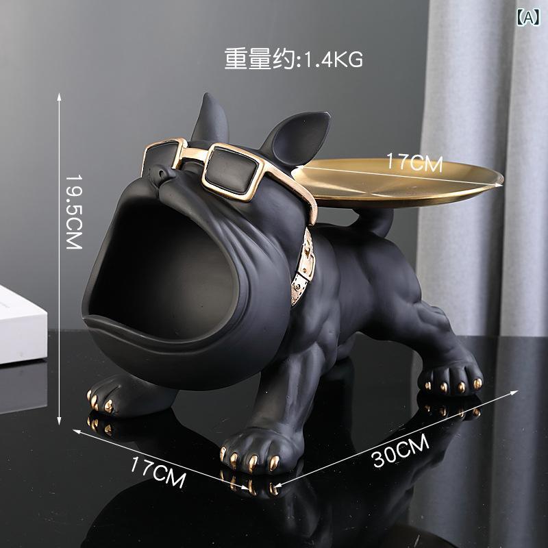 置物 ブルドッグ 鍵置き 玄関 収納ボックス 小物入れ トレー オブジェ インテリア 卓上 整理整頓 北欧 モダン 樹脂製 リアル 犬 モチーフ 収納 リビング 雑貨 スマート 性 省スペース アクセサリー置き 腕時計 メガネ サングラス 引越