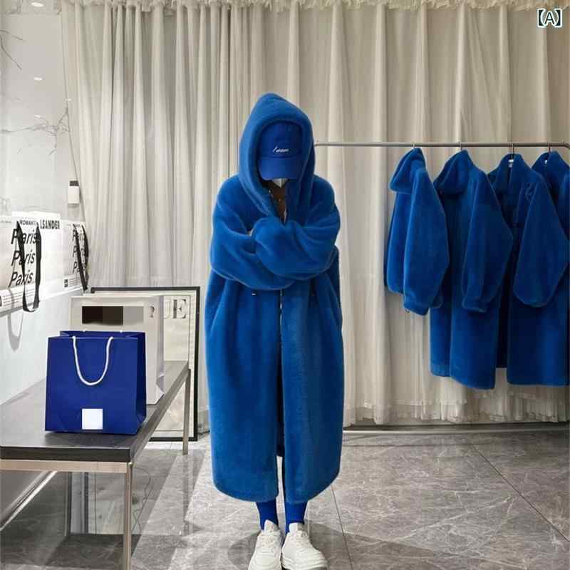 毛革厚地の外套 レディース ロング厚地の外套 エコ毛革 ボンネット付き添い人 膝下丈 朦々たる 防寒 高見せかけ 調 フェイクファー アウター お出かけ 通い 雅びやか 成年者 愛くるしい 秋冬 羽織り たわい無い 影ぼうし 表現スタイル繰り上げる 体型取りまかなう 心地よい パステル色の 着痩せ