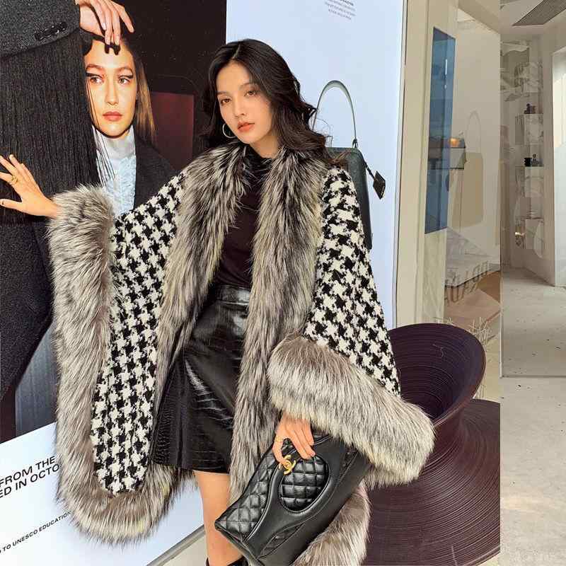 ポンチョ フェイクファー ケープ 千鳥格子 リバーシブル 厚手 体型カバー 2way仕様 アウター レディース 結婚式 羽織り 防寒 ショール 上品 フォーマル パーティー お呼ばれ 披露宴 二次会 通学 通勤 外出 冠婚葬祭 肩掛け 寒さ対策 贈り物