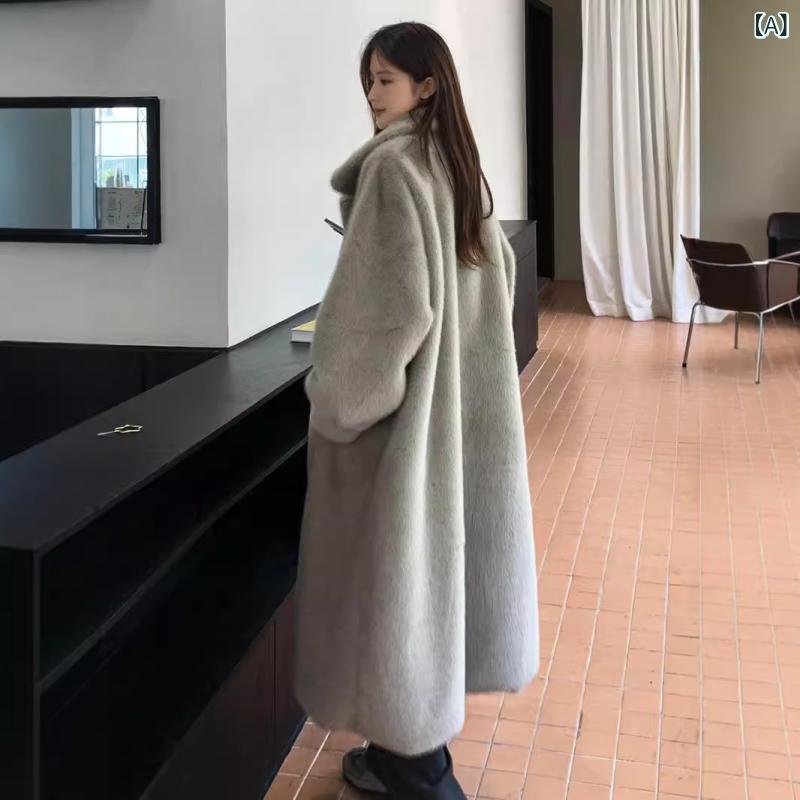 フェイクファーコート ロング厚地の外套 レディース 冬物 朦朦たる 襟付き添い人 ロング丈 生あたたかい パステル色の 御膳上等感 ゆったり 体型取りまかなう アウター 防寒着 心地好い 好いたらしいめ お出かけ 通い 普段使い走り 膝下丈 重ね着 羽織り 音の大きさ感 テーラード 雅びやか