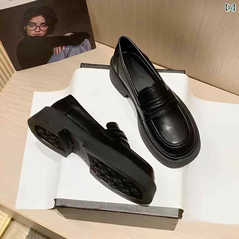 ローファー レディース 厚底 革 チャンキーヒール 歩きやすい 屈曲性 クッション性 コインローファー パンプス 通勤 通学 カジュアル きれいめ トラッド スリッポン 柔らかい ラウンドトゥ 安定感 履き心地重視 蒸れにくい 滑り止め シンプル 美脚