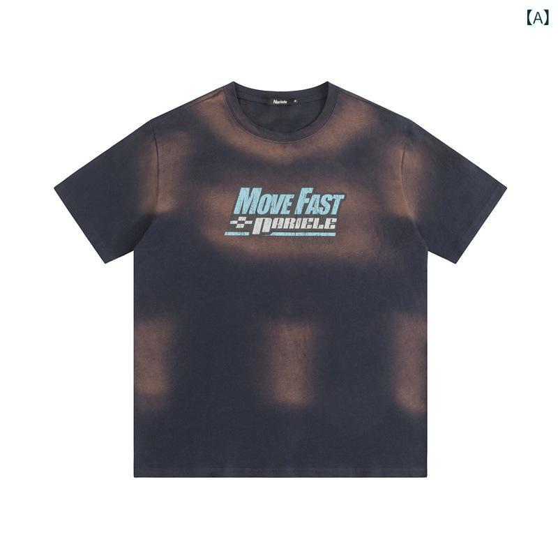 Tシャツ レディース メンズ タイダイ 半袖 英字 プリント クルーネック オーバーサイズ ユニセックス トップス ティーシャツ コットン ゆったり ビッグシルエット リンクコーデ ペアルック お揃い 春夏 カットソー