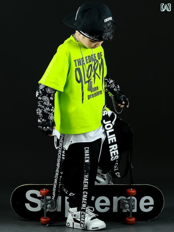 キッズ ダンス衣装 男の子 ヒップホップ セットアップ 上下セット トップス パンツ かっこいい ゆったり 発表会 練習着 レッスン ステージ衣装 ストリート カジュアル ジュニア 子供服 子供用 イベント｜やすらぎマーケット