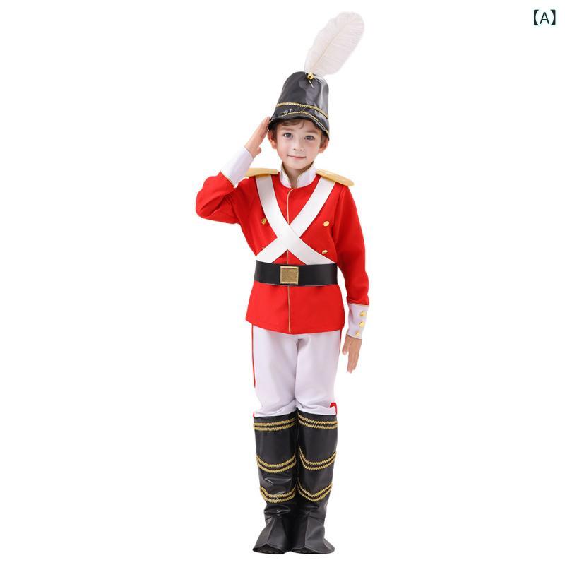コスチューム キッズ ハロウィン 衣装 おもちゃの兵隊 くるみ割り人形 セットアップ 男の子 女の子 子供用 仮装 舞台 ステージ 演出服 パーティー イベント イギリス風 軍服 制服 発表会 王様 兵士 記念撮影 演劇