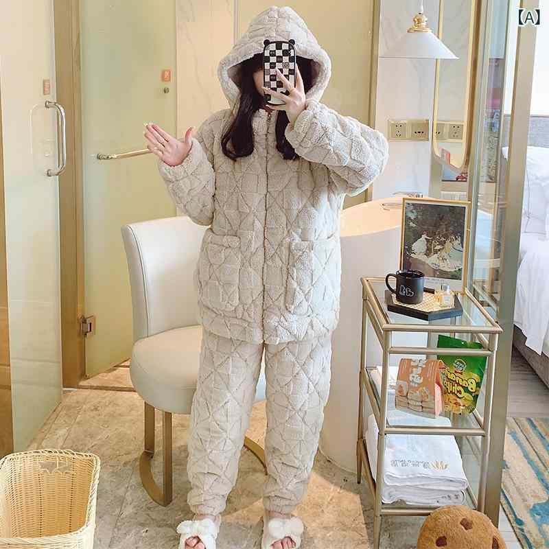 パジャマ レディース お部屋お召しもの 上下仕掛ける ボンネット付き添い人 裏起毛 朦々たる 三層社会システム 中綿入り口・入口 あったか 赤珊瑚マイヤー もこもこ 防寒 お部屋着 寝巻き 冬用 長袖 無地 分かりやすい ゆったり 気が大きい大きさ 差し上げ物