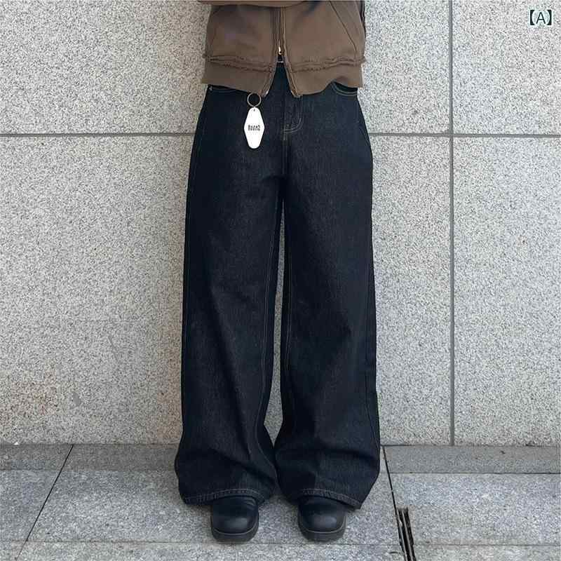 デニムパンツ メンズ ワイドパンツ ジーンズ バギーパンツ ストレート ボトムス ズボン ゆったり リラックスフィット カジュアル インディゴ 濃紺 ワークパンツ 紺色 大きいサイズ 無地 ロングパンツ 定番 作業着