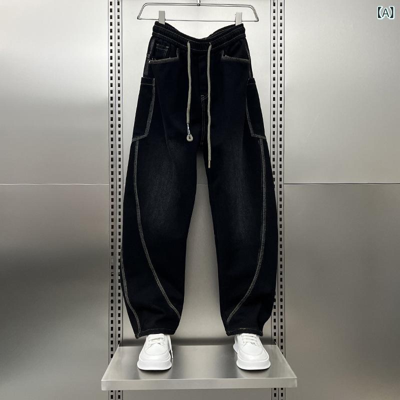 デニムパンツ メンズ ジーンズ テーパード ワイドパンツ ストレート ゆったり 太め ヴィンテージ風 コットン素材 大きいサイズ カジュアル ワークパンツ ボトムス 立体裁断 ジーパン オールシーズン