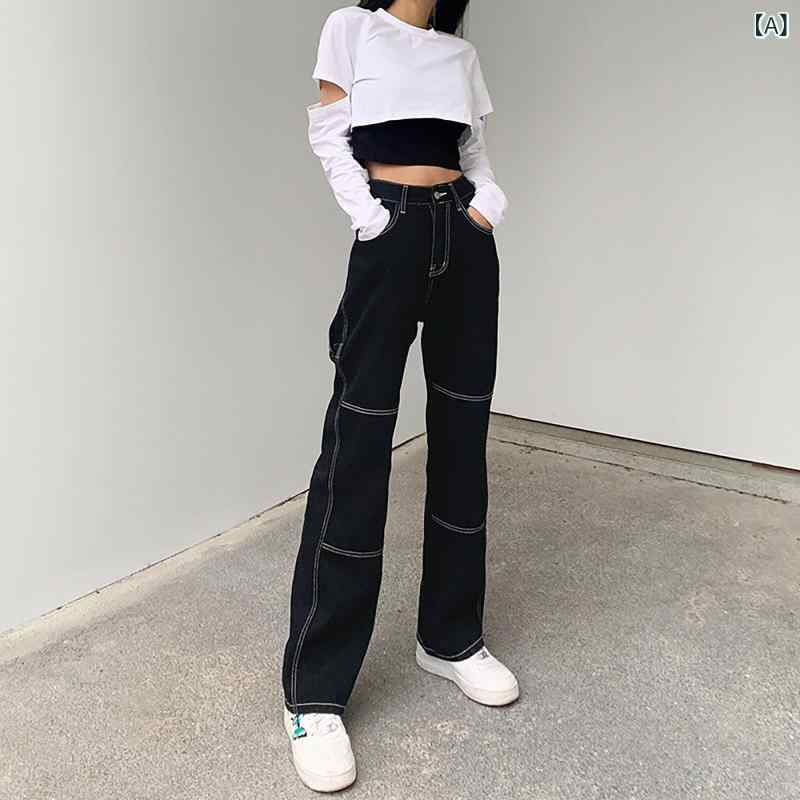 デニムパンツ レディース ストレッチ ハイウエスト フレアパンツ ブラックデニム 切り替え オールシーズン対応 体型カバー効果 ウォッシュ加工ジーンズ 大きいサイズ対応 美脚脚長シルエット