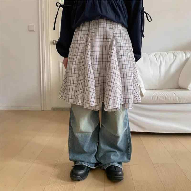 スカート レディース チェック柄 フレア ロング丈 アシンメトリー 切り替え Aライン カジュアル ウエストゴム ボトムス ひざ下 ミモレ丈 春夏 おしゃれ 個性的 変形 裾 異素材 タータンチェック