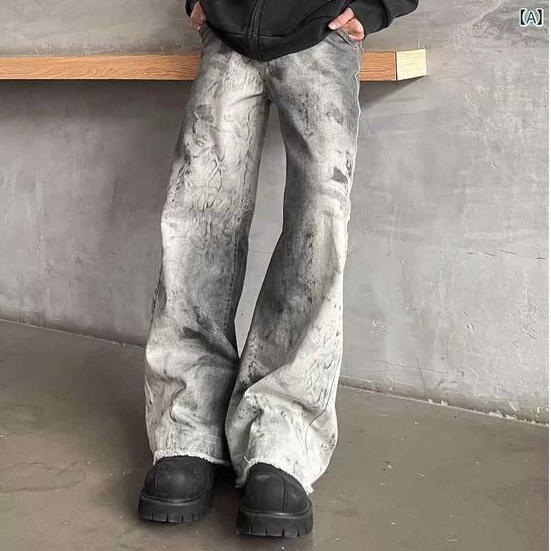 デニムパンツ メンズ パイソン柄 ストレート ワイドパンツ フルレングス ゆったり ボトムス アニマル柄 ヒップホップ ストリート系 ダンス 総柄 ヴィンテージ カジュアル ロングパンツ ワークパンツ 春秋冬 大きいサイズ