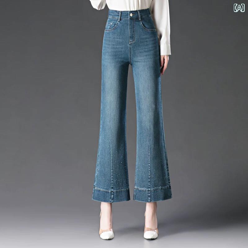 デニムパンツ レディース フレアパンツ ハイウエスト アンクル丈 美脚シルエット ストレッチ素材 クロップドパンツ センタープレス 大人カジュアル 春夏 秋 ボトムス 小柄サイズ対応 脚長効果