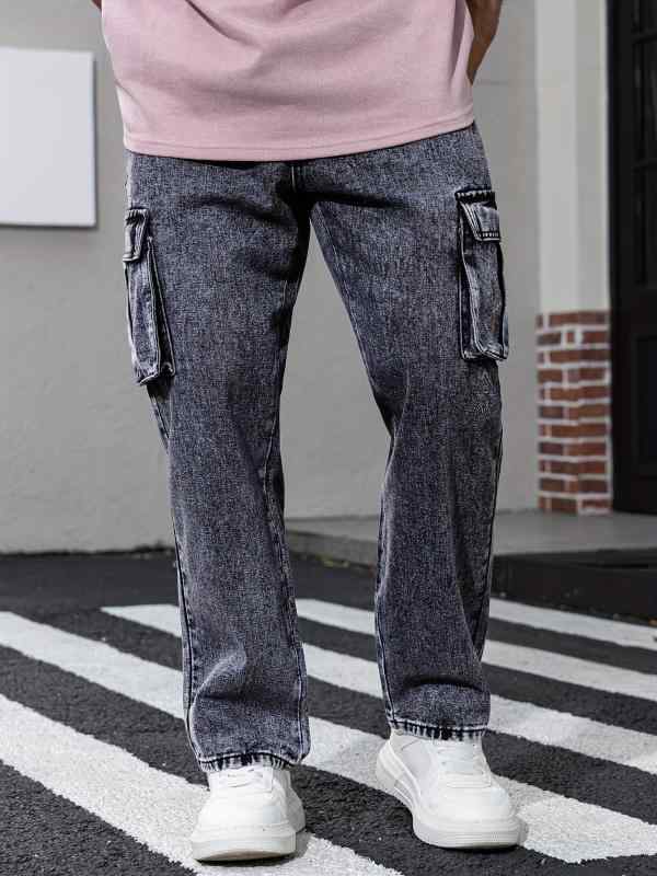 デニムパンツ メンズ カーゴパンツ ワイドパンツ ストレート 多ポケット アメリカン カジュアル ストリート ボトムス 秋服 ワークパンツ ロングパンツ ズボン ミリタリー バギーパンツ シルエット コットン 4,404円