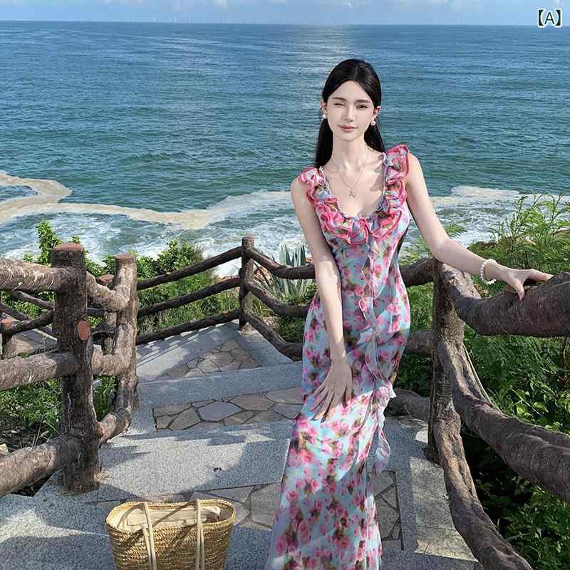 衣裳 レディース 花柄 Vのど首 ロング衣裳 夏 半袖 マキシ丈 A伝達ルート 酉の方角見澄ます たまり場 旅する 海 砂浜 心地よい 今めかしい 成年者 晴れ晴れしい 裏地付き添い人 冷やりとした 通気性 軽さ 祝い日 お出かけ 会う約束