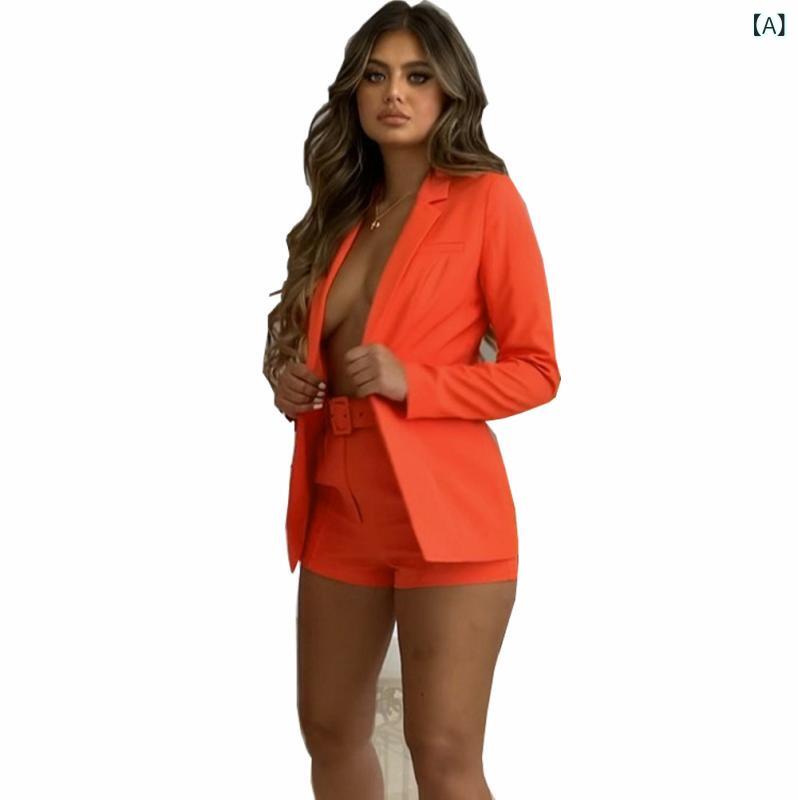 セットアップ レディース テーラードジャケット 五分袖 ショートパンツ 襟付き 前開き 無地 薄手 夏服 涼しい きちんと感 オフィス 通勤 仕事 デート お出かけ 体型カバー カジュアル 春夏 着痩せ