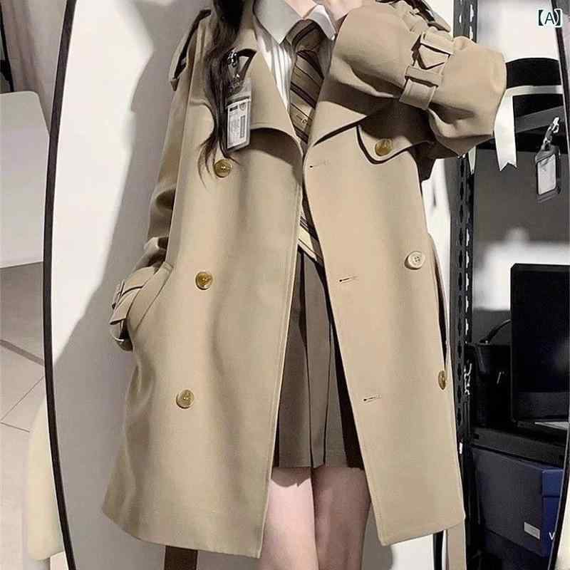 トレンチコート レディース スプリングコート アウター ロング丈 ミドル丈 ゆったり カジュアル 羽織り 春服 秋服 シンプル 無地 通勤 通学 事務 軽い ライトアウター 防寒着痩せ 体型カバー 襟付き ボタン