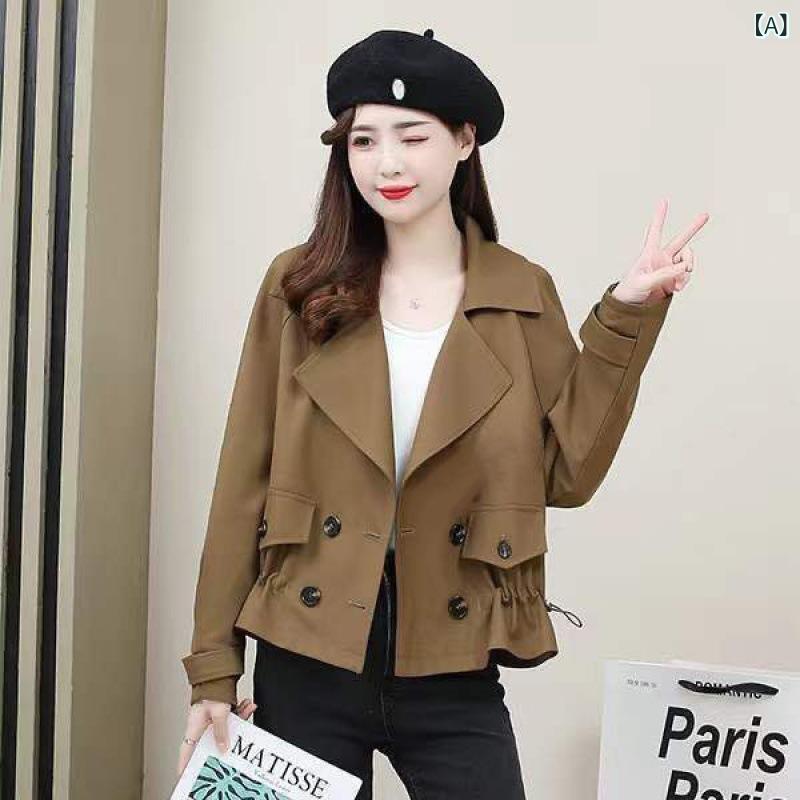 ジャケット レディース ライトアウター トレンチコート ブルゾン ショート丈 ツイード風 ノーカラー 秋服 春服 ゆったり 体型カバー 羽織り カジュアル オフィス 通勤 シンプル 無地 軽量 裏地あり 動きやすい 着痩せ お出かけ 防寒