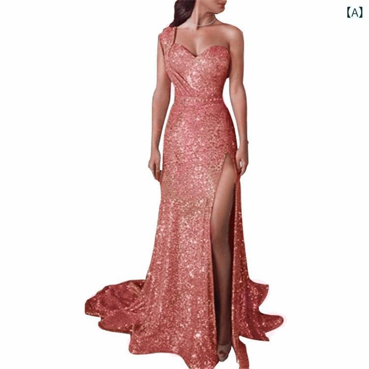 パーティードレス レディース ロングドレス ホルターネック マキシ丈 ワンショルダー ノースリーブ ゴールド 箔プリント 結婚式 演奏会 二次会 お呼ばれ イブニングドレス フォーマル 発表会