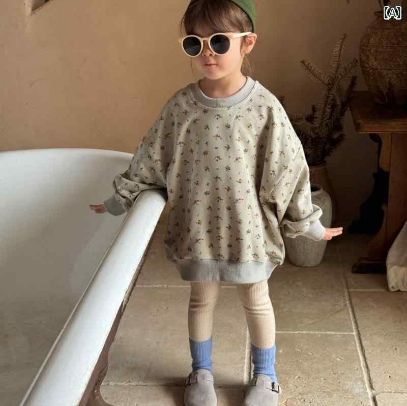 トレーナー キッズ 女の子 スウェット プルオーバー 長袖 トップス 花柄 総柄 ゆったり カジュアル 子供服 通学 通園 お出かけ 普段着 幼稚園 小学生 100 110 120 130 140 コットン 春秋冬
