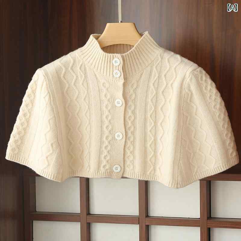 ポンチョ レディース ウール 100% ケープ ショール ニット 前開き ボタン付き チャイナ風 和装 着物 アウター 羽織り 防寒 暖かい 秋冬 おしゃれ 無地 軽い あったか 肩掛け トップス 柔らかい 贈り物