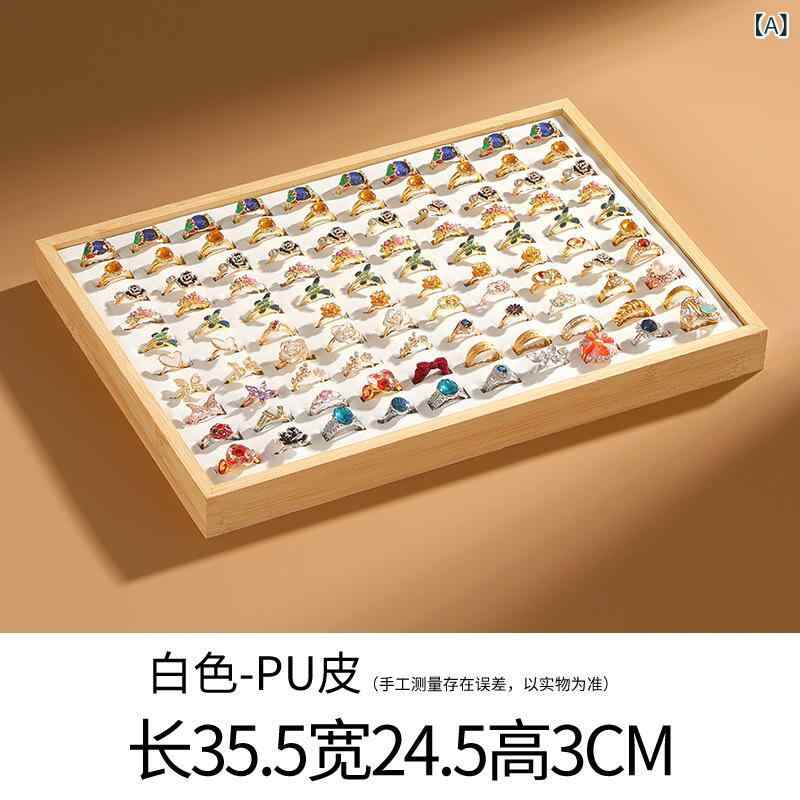 ジュエリーケース 指輪 収納 アクセサリートレイ 木製 竹製 100本用 大容量 ディスプレイ 展示 什器 リングケース 業務用 プロ用 ジュエリーボックス 保管 リングスタンド コレクション トレイ