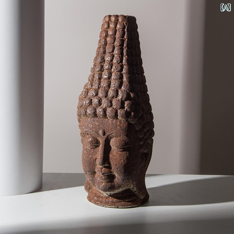 仏像 仏頭 オブジェ 飾りつけ 瀬戸もの 陶芸 室内装飾 禅 癒やし 部屋の入り口 リビング 和風 今めかしい はたご屋 泊まり かざり付ける品 アジアン雑貨 エスニック 飾りつけ 縁起物 風水 アンティーク調 レトロ 仏教 思いいれる あき場所営造