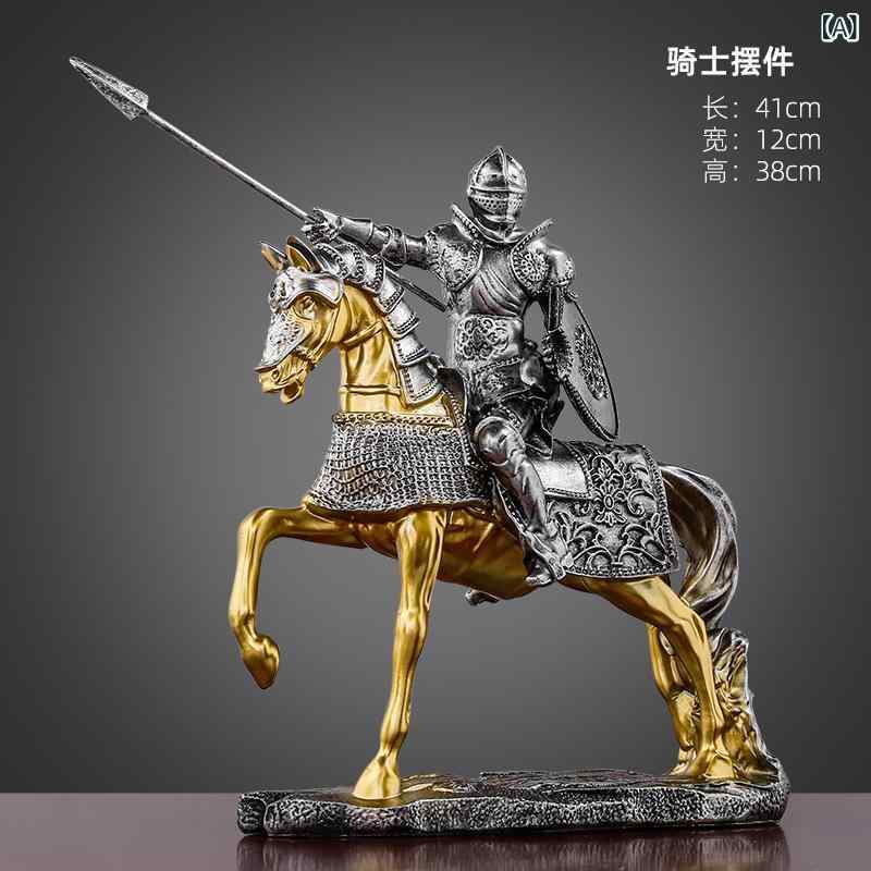 置物 騎士 西洋 鎧 オブジェ 中世 勝利の騎士 樹脂製 彫刻 卓上 デスク インテリア 雑貨 小物 アンティーク レトロ ヴィンテージ風 玄関 リビング オフィス 書斎 誕生日 プレゼント ギフト｜やすらぎマーケット