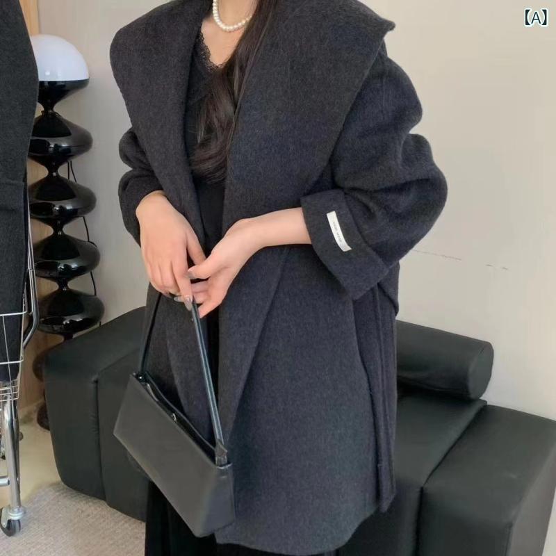 ウールコート レディース ロングコート アウター ダブルフェイス ビッグカラー チェスターコート オーバーサイズ ゆったり 羽織り 無地 シンプル 暖かい 防寒 通勤 オフィス カジュアル 秋冬 軽い素材