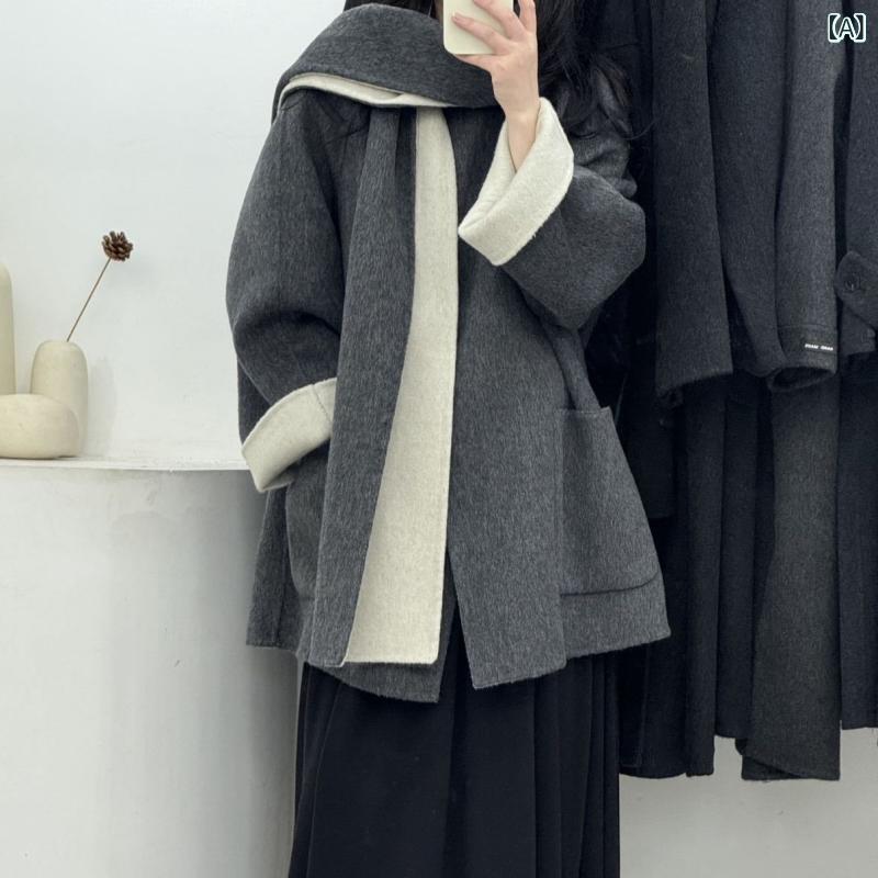 ロング厚地の外套 レディース カシミール 羊毛 ダブル人間の顔 否色合い 消音装置付き添い人 化粧着厚地の外套 ロング丈 アウター 羽織り 厚地の外套大きさ ゆったり 生あたたかい 防寒 厚地の外套 通い 執務室 お出かけ 無地 分かりやすい 心地よい 秋冬 軽さ 膝丈