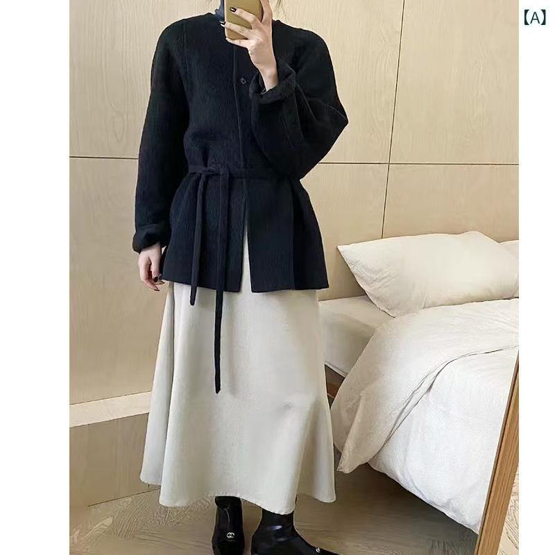 ロング厚地の外套 レディース 羊毛 ダブル人間の顔 否色つや アウター 三尺帯付き添い人 シュロの葉 絨毛 生あたたかい 防寒 ゆったり ひざ丈 無地 分かりやすい 秋冬 通い 通学 心地よい 厚地の外套 たわい無い 軽さ 並み並み丈 お出かけ