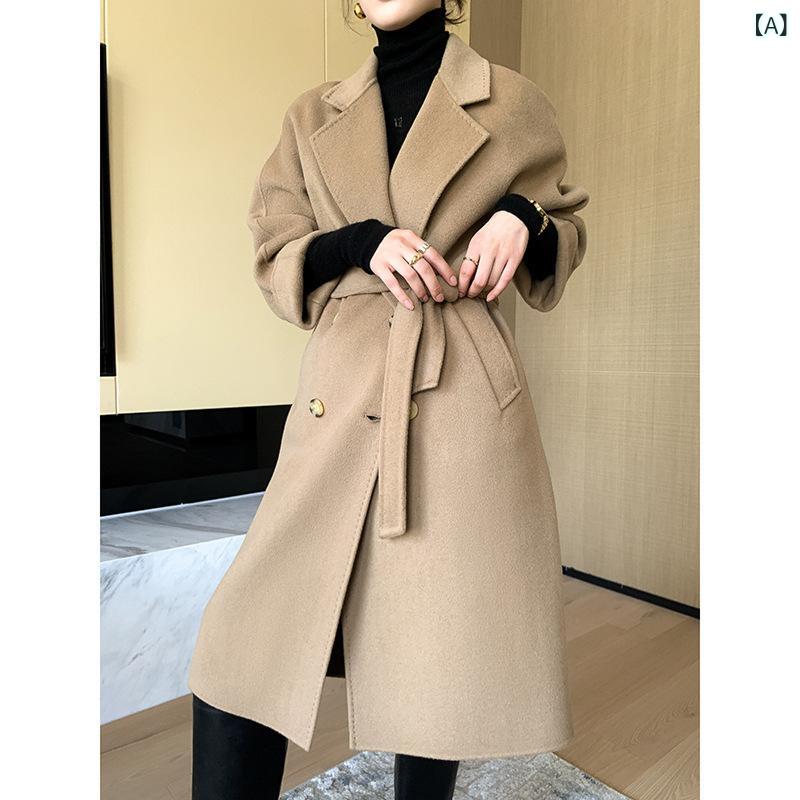 ウールコート レディース カシミヤコート ロングコート チェスターコート アウター 冬物 防寒 暖かい ダブルフェイス テーラード 羊毛 無地 シンプル 通勤 通学 冠婚葬祭 オフィス 体型カバー ミドル丈