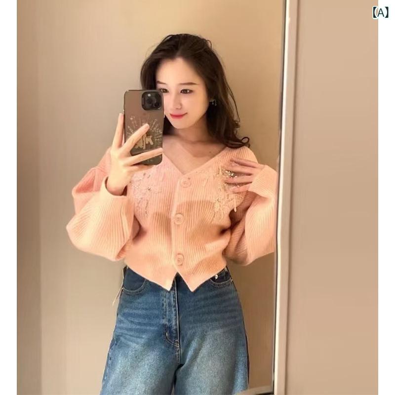 編み物ジレー 縫い Vのど首 花柄 ゆったり 前くい違い トップス レディース 長袖 羽織り 好いたらしいめ 雅びやか 晴れ晴れしい レトロ 抜け感 成年者愛くるしい 伸縮性 お出かけ 春編み物 心地よい 冷房装置打つ手 重ね着 花の冠yd 事務室 通い 通学 普段使い